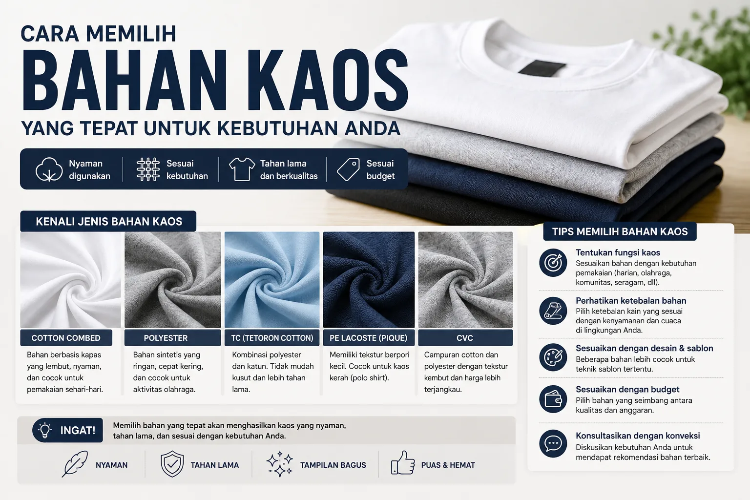 Cara Memilih Bahan Kaos yang Tepat untuk Kebutuhan Anda